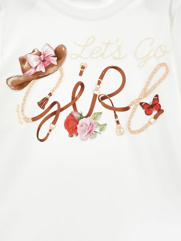 Monnalisa Girls Cream T-Shirt