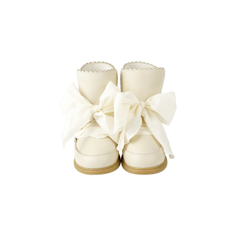 Girls Cream Leather Junow Boots