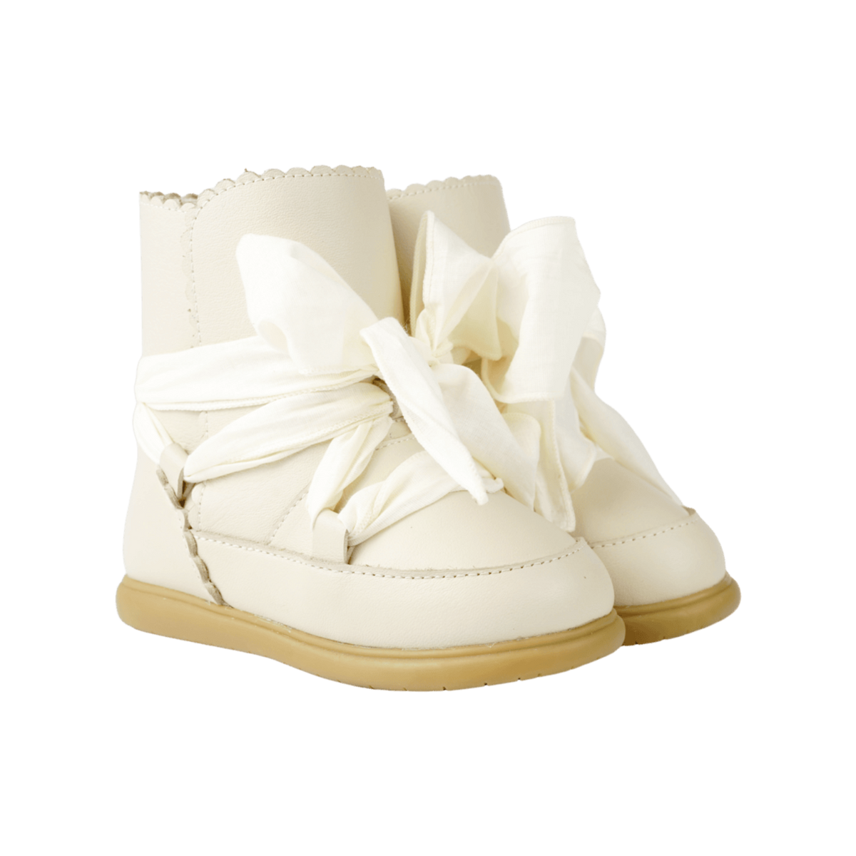 Girls Cream Leather Junow Boots
