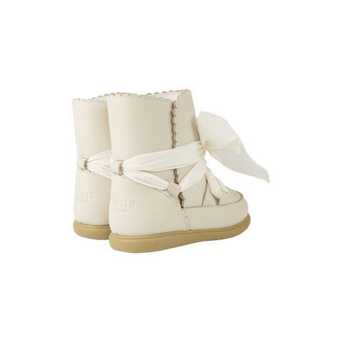 Girls Cream Leather Junow Boots