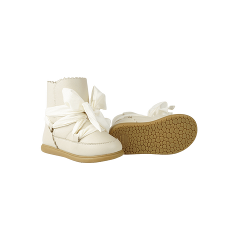 Girls Cream Leather Junow Boots