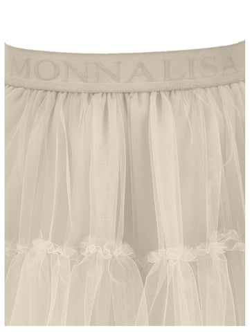 Monnalisa Girls Beige Tulle Skirt