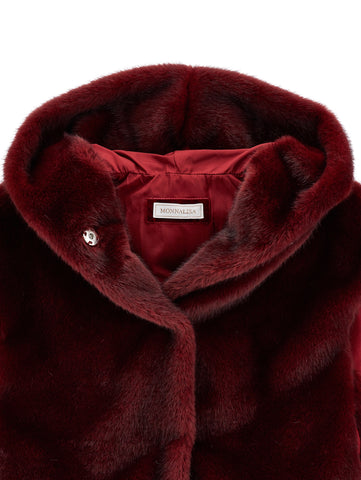 Monnalisa Girls Plum Faux Fur Gilet