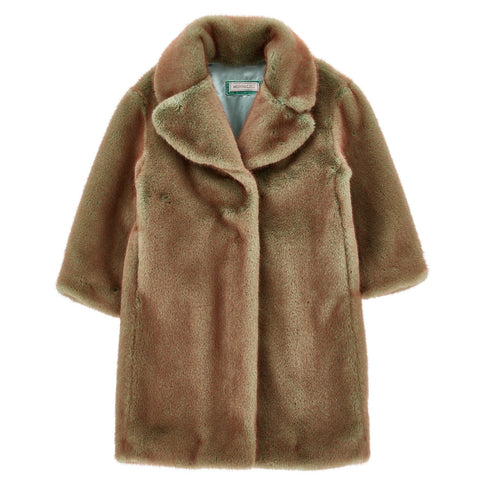 Monnalisa Girls Sage Green Synthetic Fur