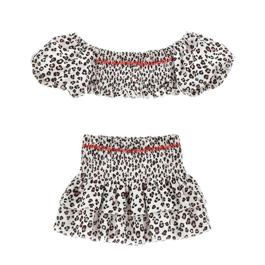 Girls Leopard Skirt Set