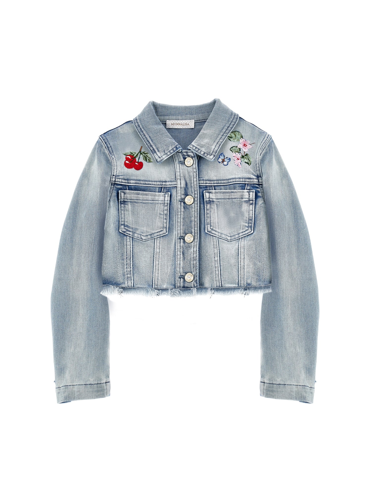 Monnalisa Girls Flower Denim Jacket