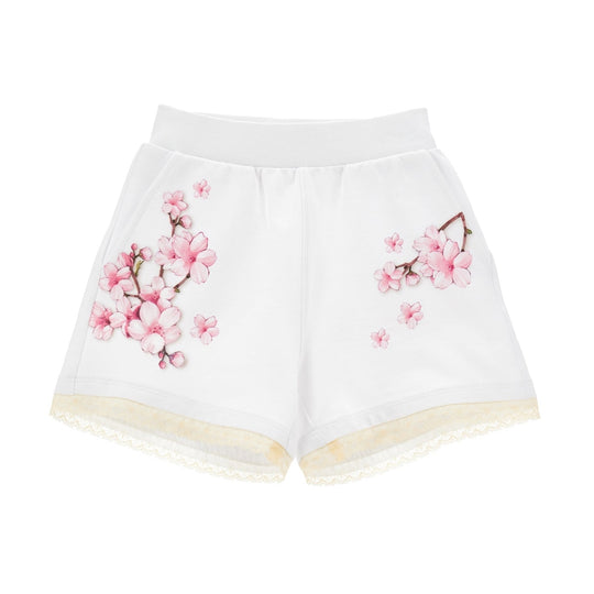 Girls White Blossom Shorts