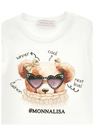 Monnalisa Girls Cream Teddy T-Shirt