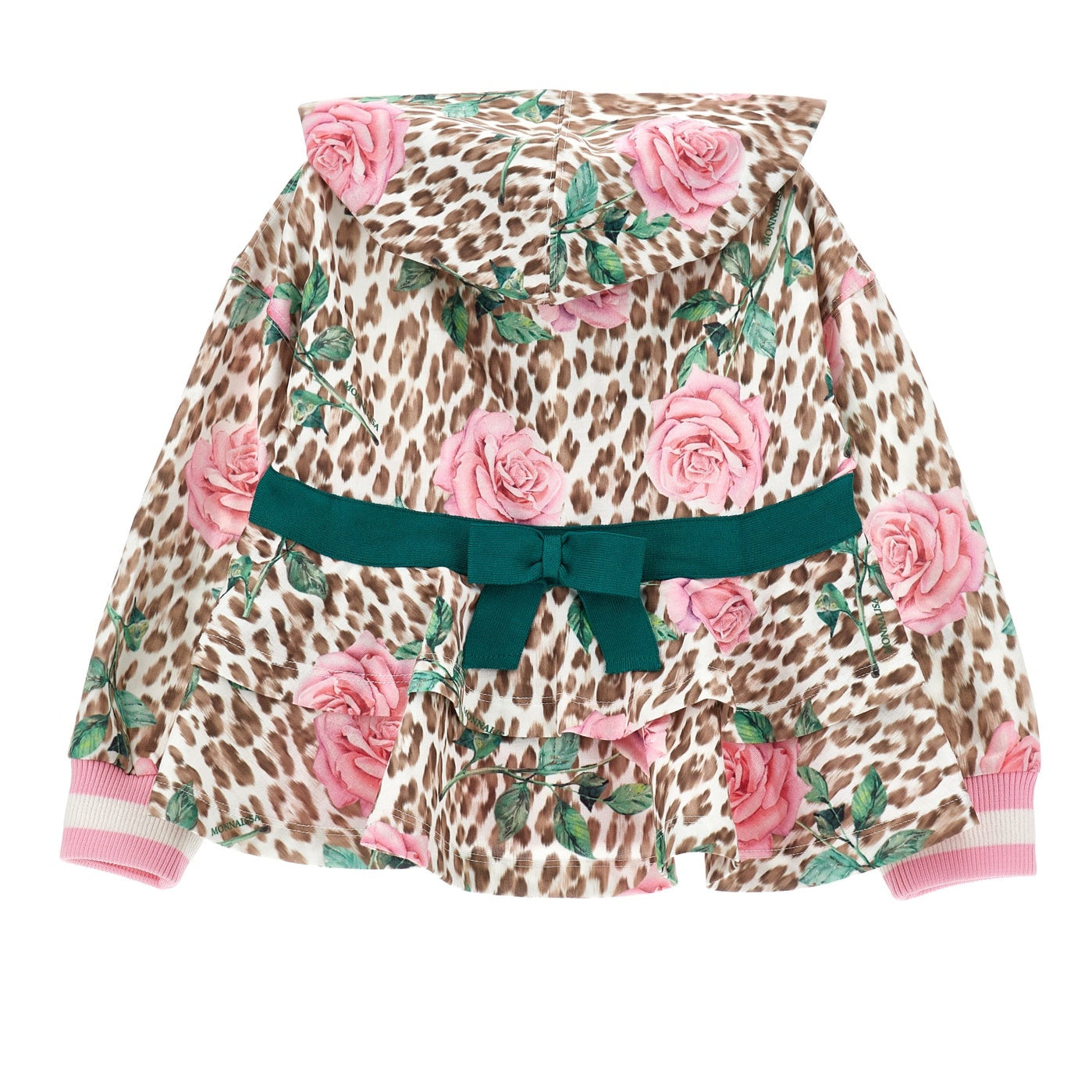 Monnalisa Girls Pink Leopard Zip Up Hoody