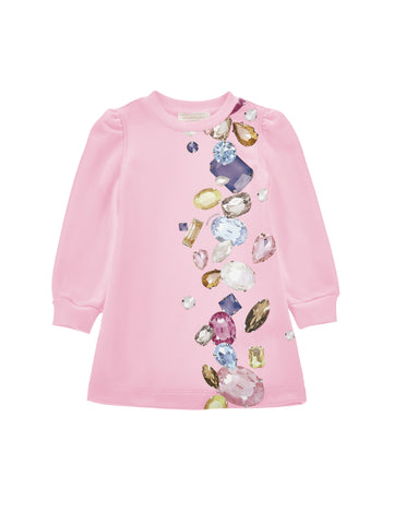 Monnalisa Girls Pink Jewel Dress