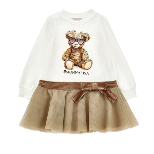 Girls Cream Teddy Tulle Dress