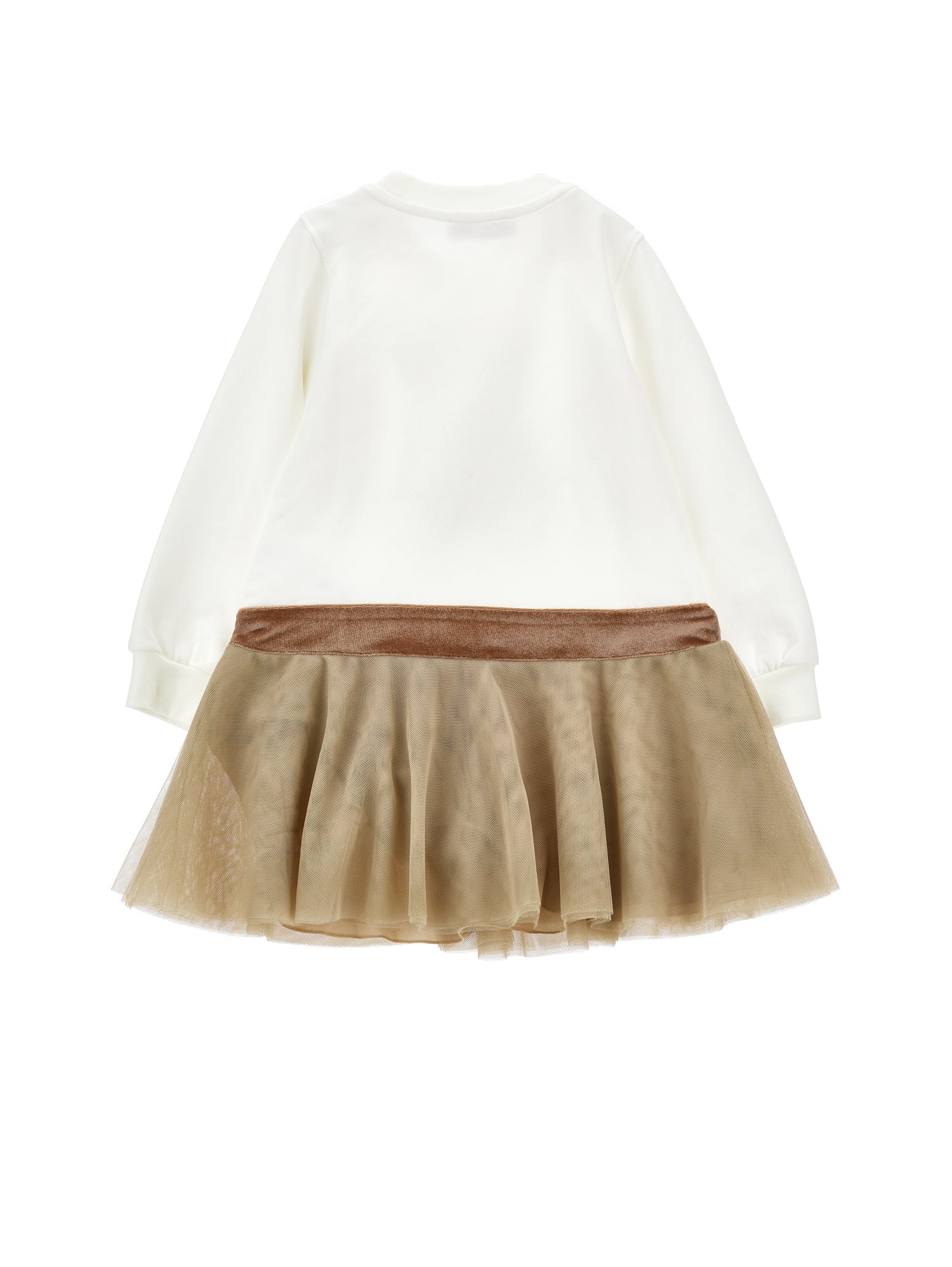 Monnalisa Girls Cream Teddy Tulle Dress