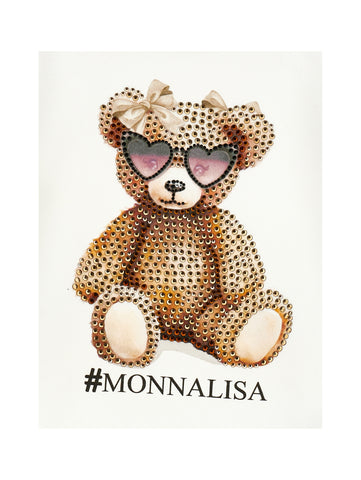 Monnalisa Girls Cream Teddy Tulle Dress