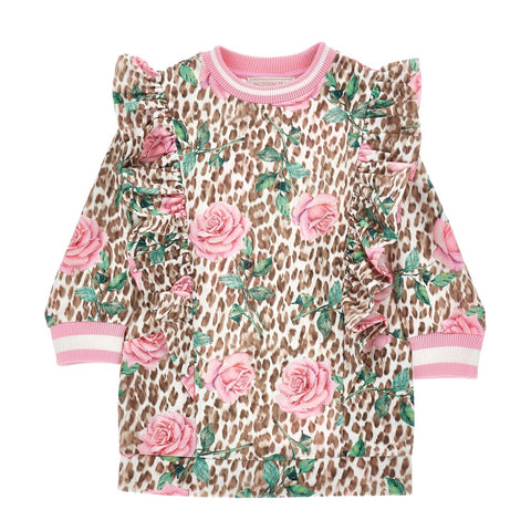 Monnalisa Girls Pink Leopard Dress