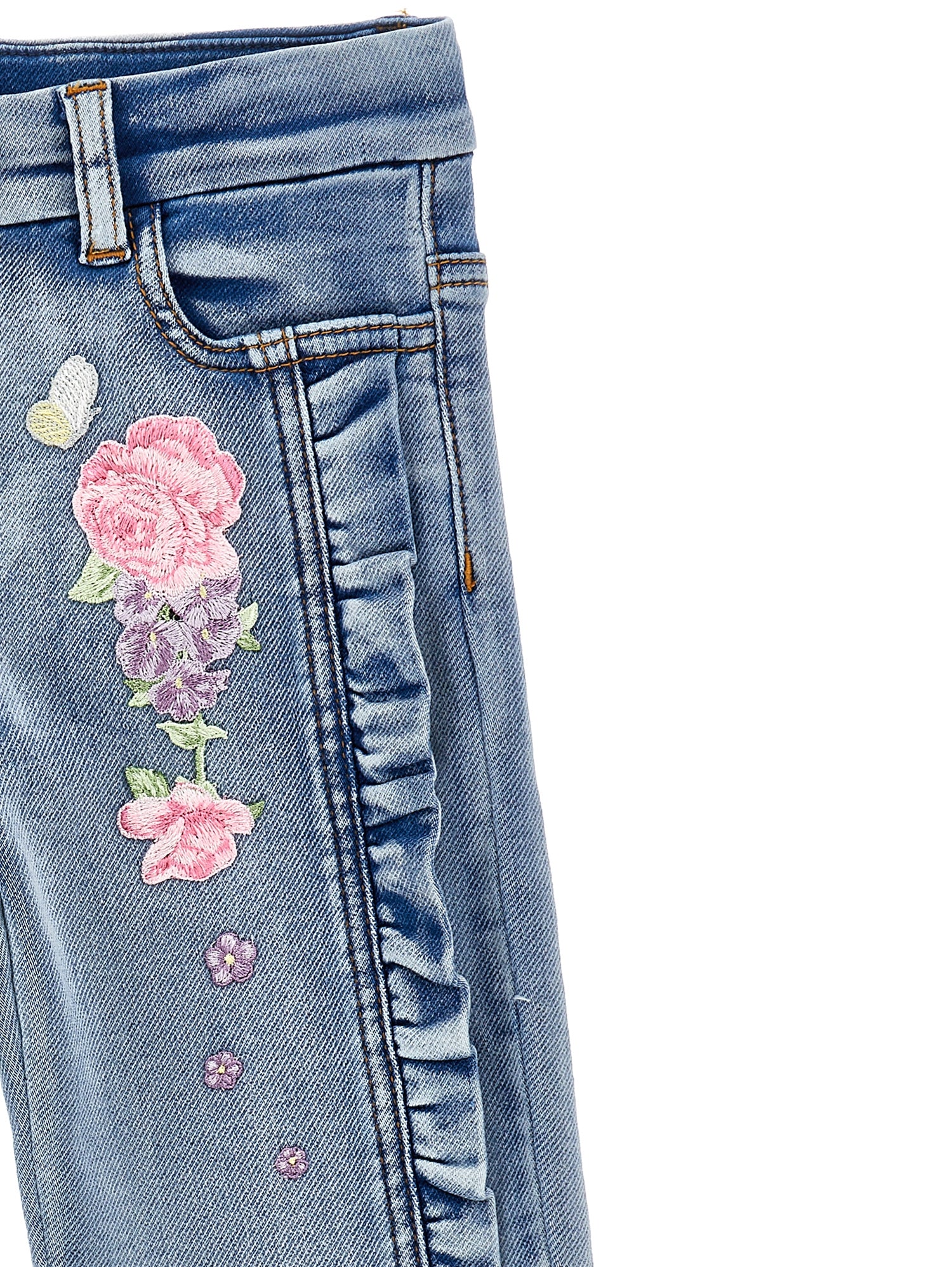 Monnalisa Girls Denim Flower Jeans