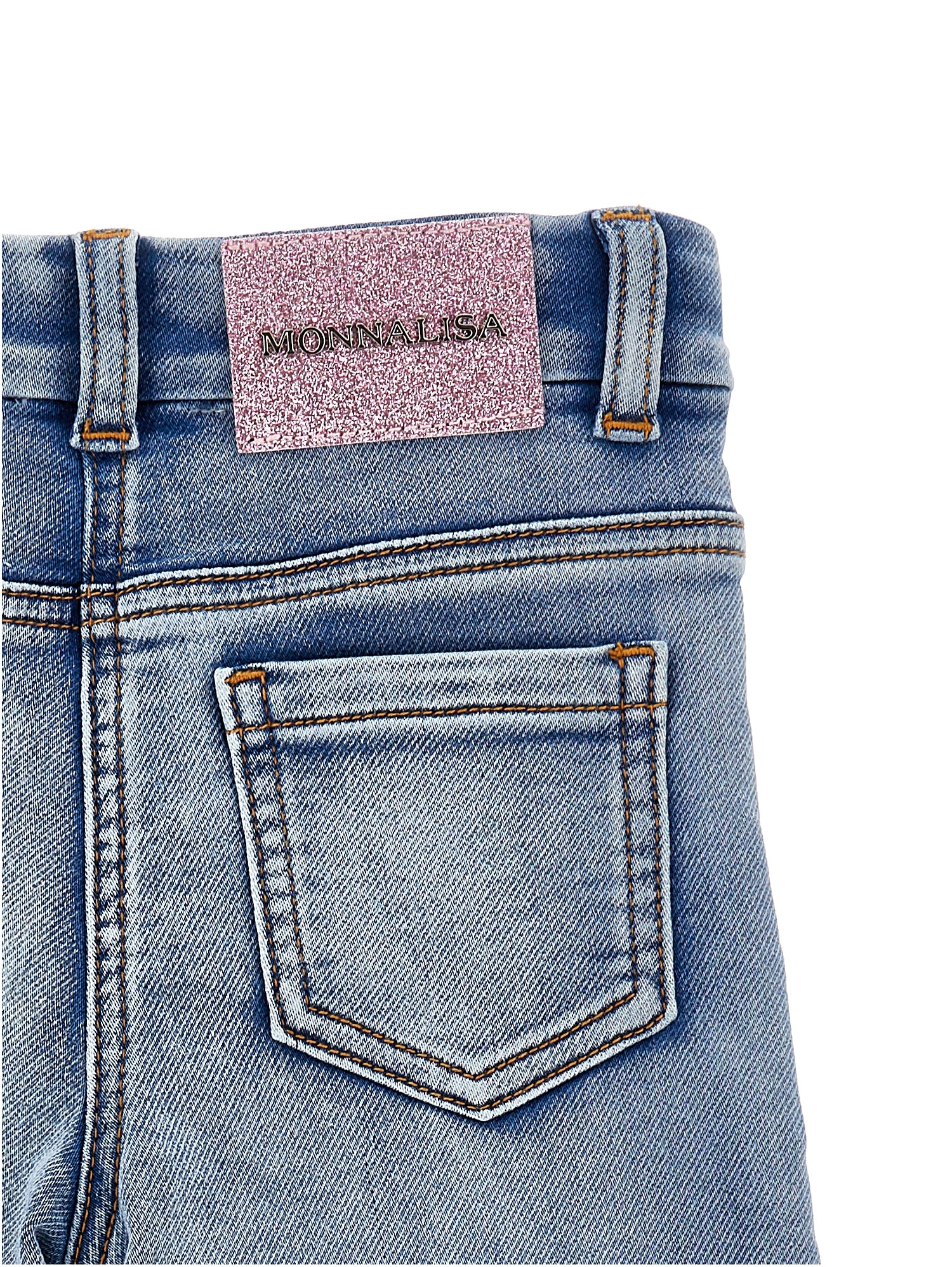 Monnalisa Girls Denim Flower Jeans