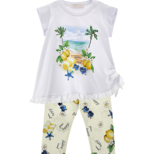 Girls White Lemon Legging Set