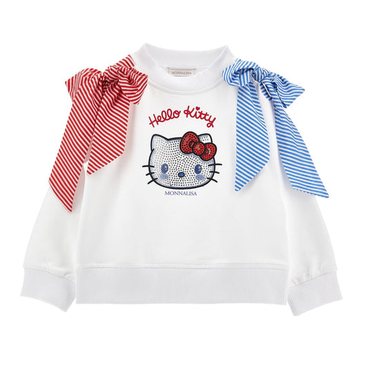 Girls White Hello Kitty Bow Sweater
