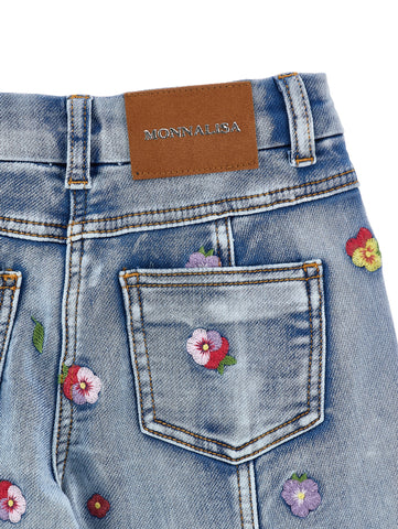 Monnalisa Girls Cream And Multicoloured Jeans