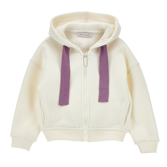 Girls Cream Floral Zip Up Hoodie