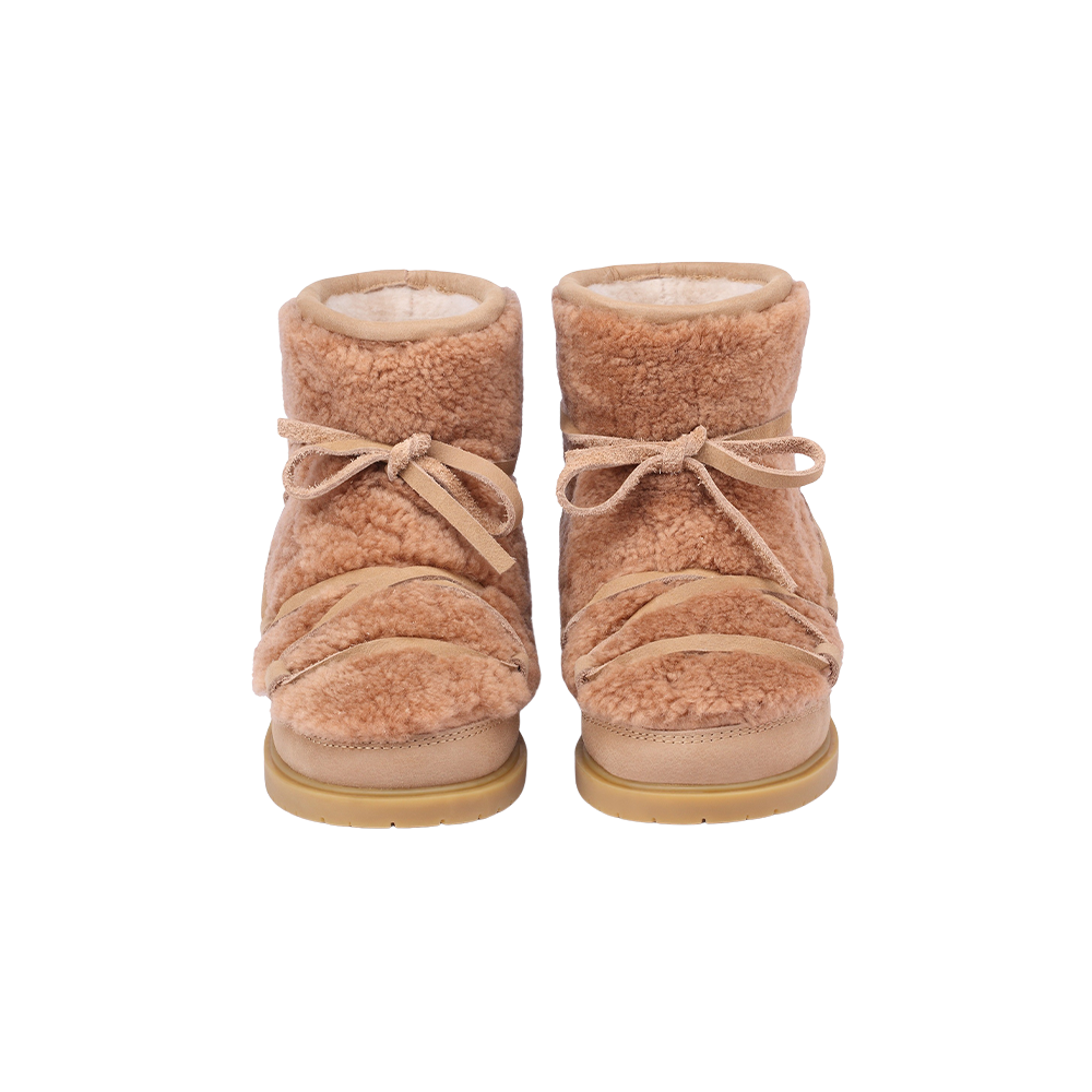 Donsje Girls Beige Curly Sheep Wool Cassia Boots