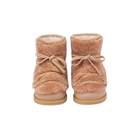 Donsje Girls Beige Curly Sheep Wool Cassia Boots