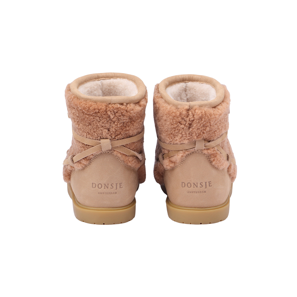 Donsje Girls Beige Curly Sheep Wool Cassia Boots