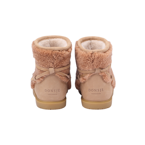 Donsje Girls Beige Curly Sheep Wool Cassia Boots