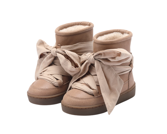 Girls Brown Leather Ganza Boots