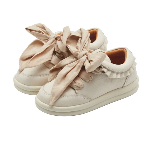 Girls Cream Leather Trainers