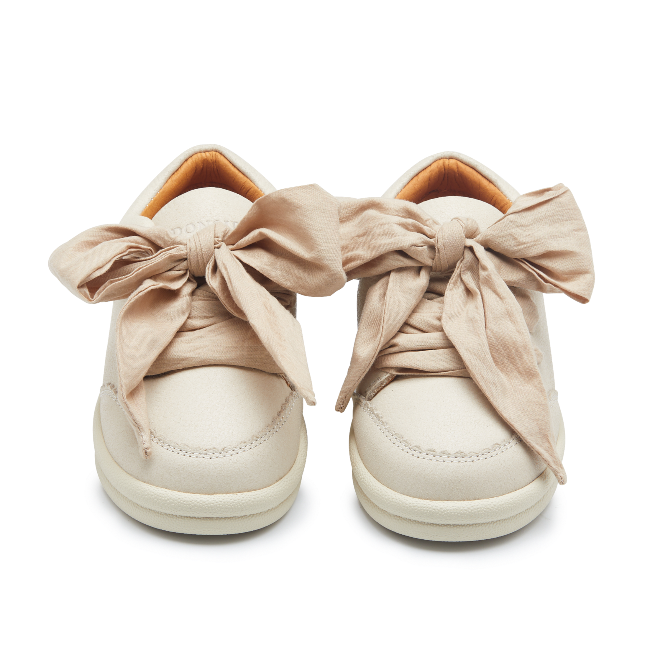 Donsje Girls Cream Leather Bow Trainers