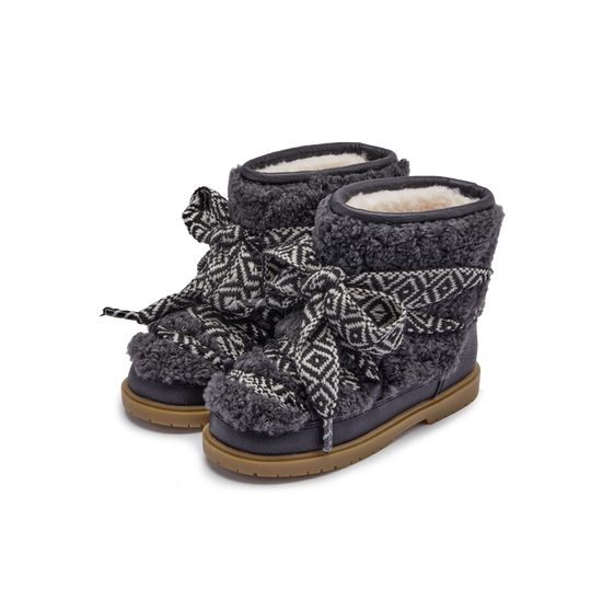Girls Navy Sheep Wool Walaya Boots