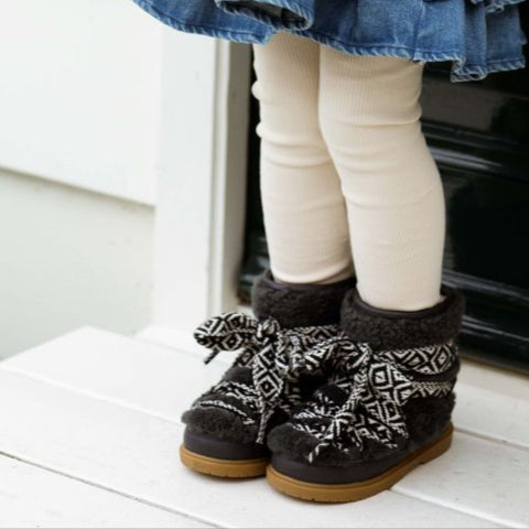 Donsje Girls Navy Sheep Wool Walaya Boots