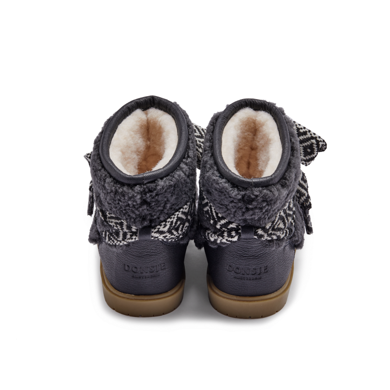 Donsje Girls Navy Sheep Wool Walaya Boots
