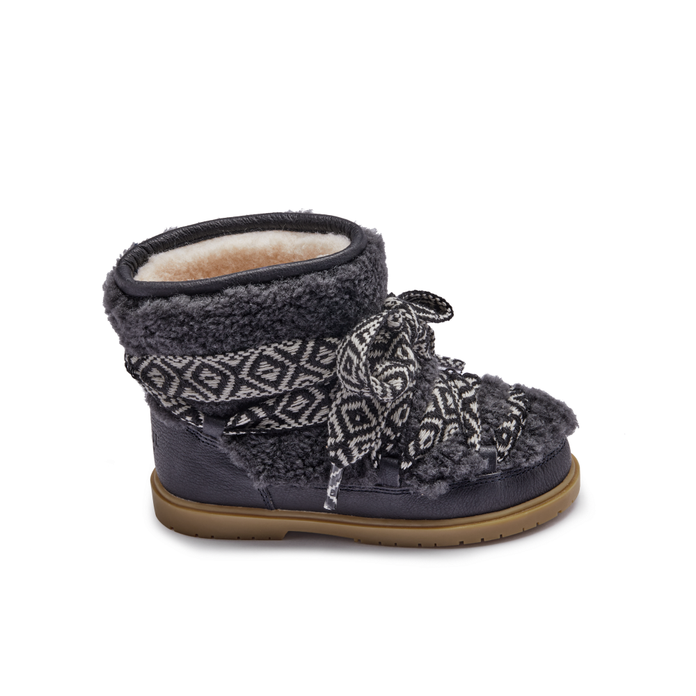 Donsje Girls Navy Sheep Wool Walaya Boots