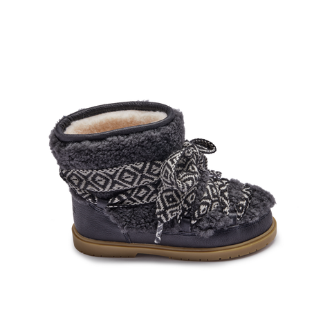Donsje Girls Navy Sheep Wool Walaya Boots