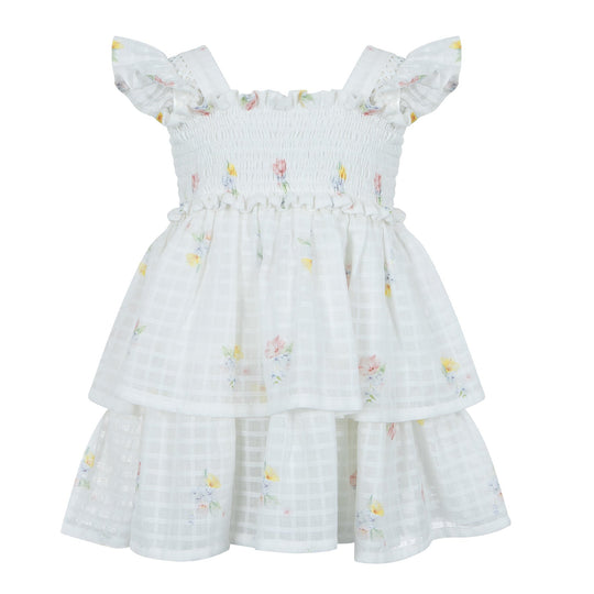 Girls White Teared Sun Dress