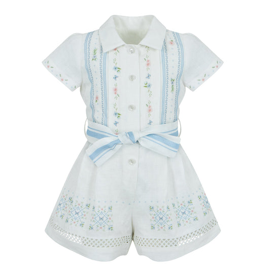 Girls White Playsuit