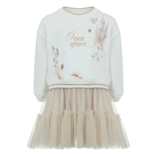 Girls Cream Tulle Dress