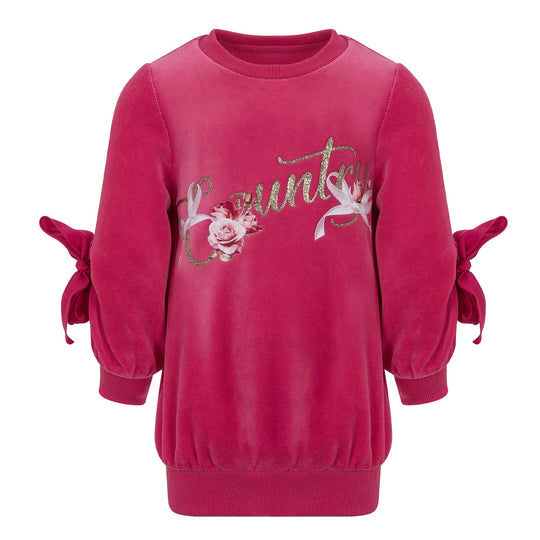 Girls Pink Velour Dress