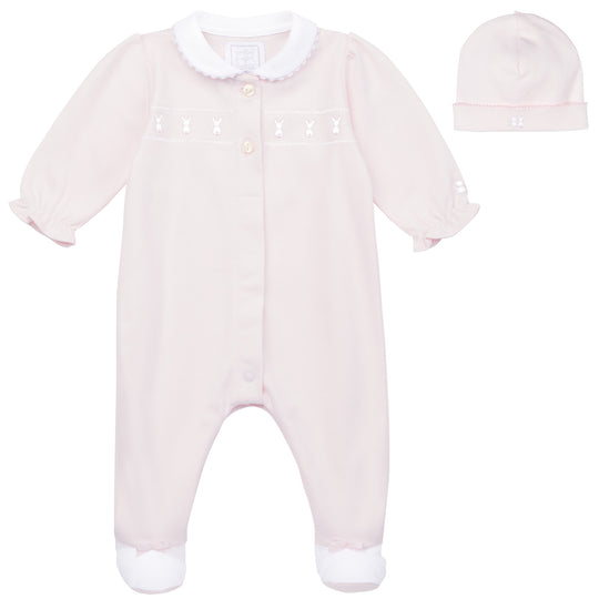 Baby Girls Pink Bunny Babygrow with Hat
