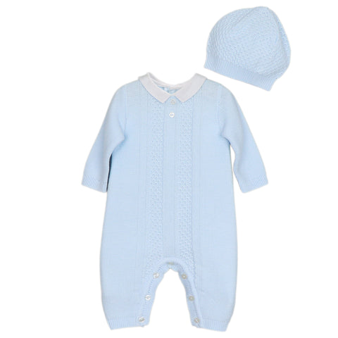 Baby Boys Blue Munro Knitted Babygrow
