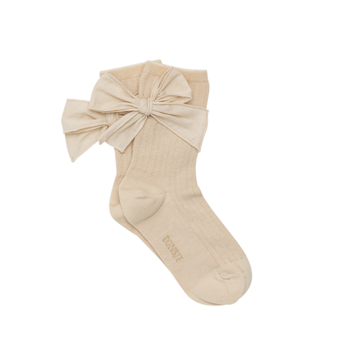 Donsje Girls Beige Bow Socks