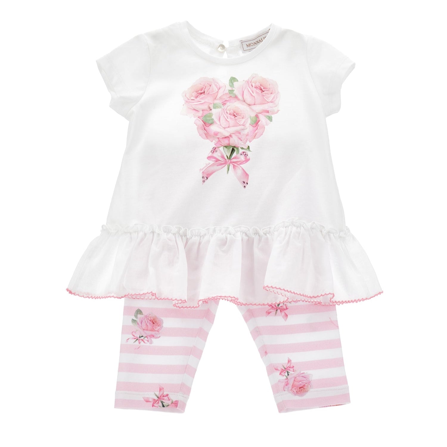 Monnalisa Baby Girls Pink Floral Legging Set