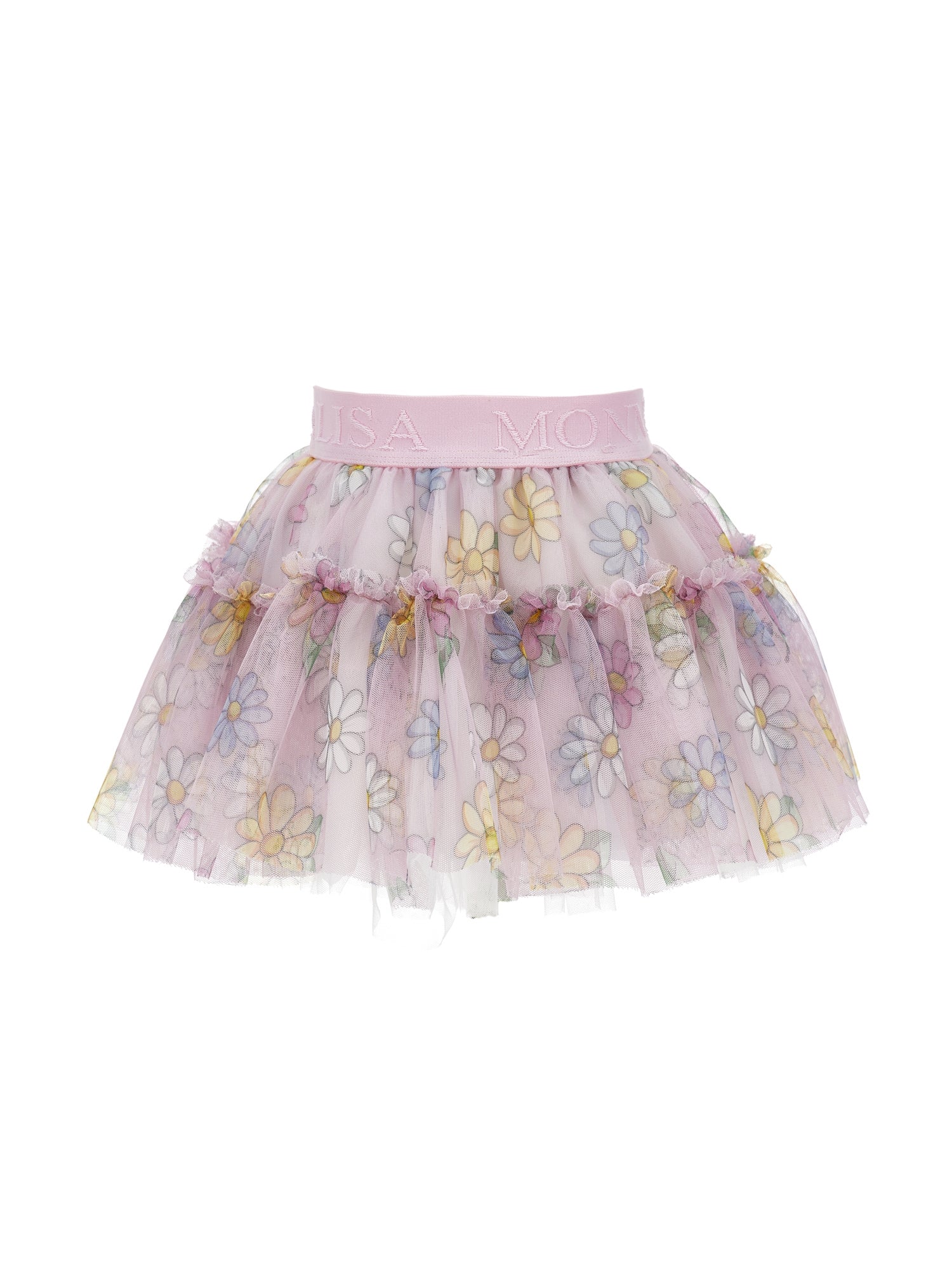 Monnalisa Baby Girls Pink Flower Tulle Skirt