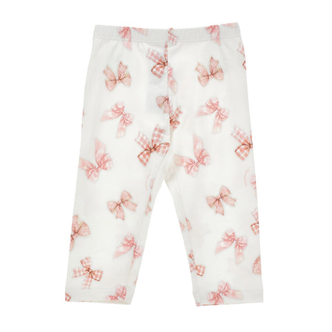 Monnalisa Girls Cream Bow Leggings