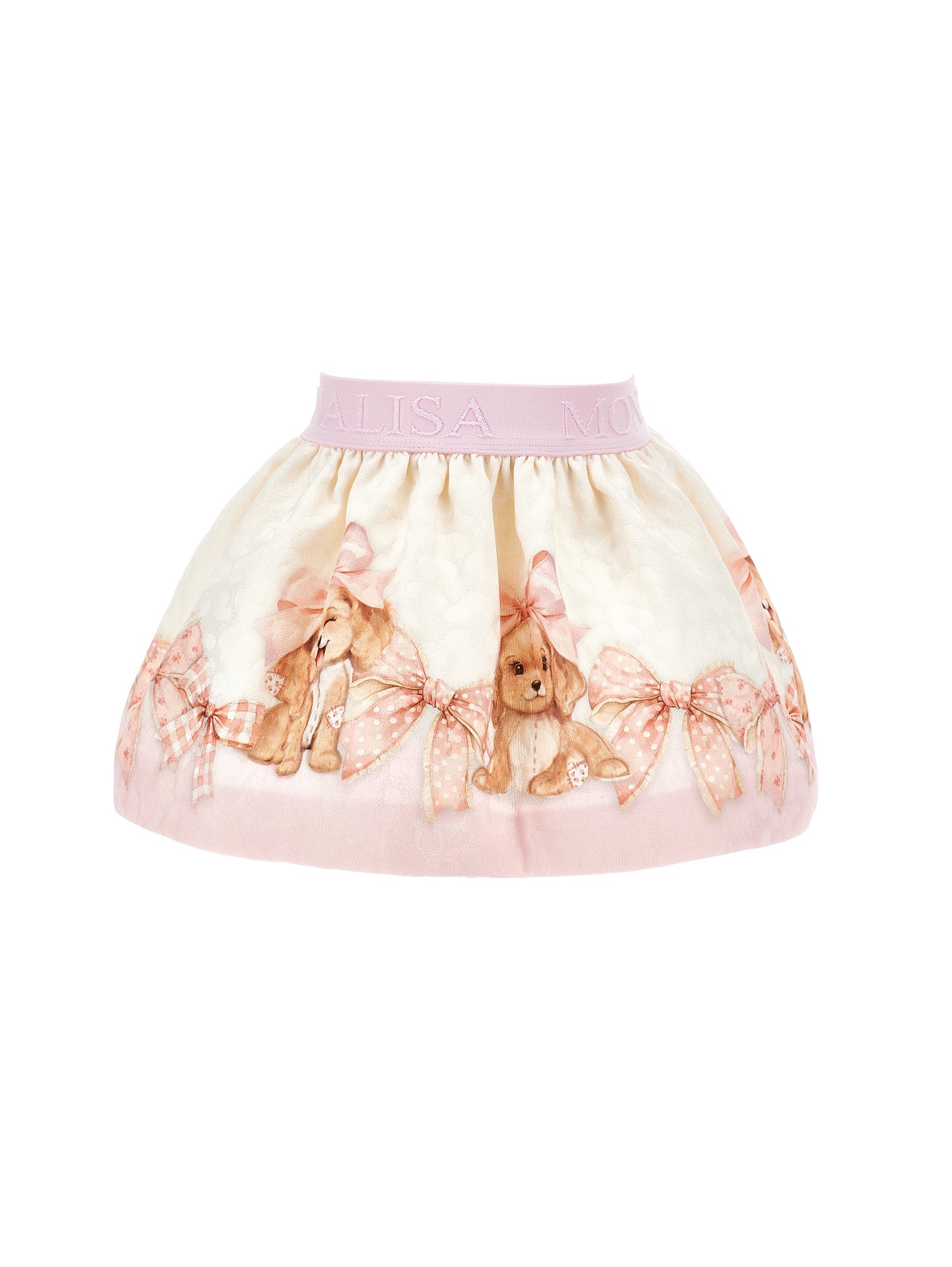 Monnalisa Girls Cream Puppy Bow Skirt