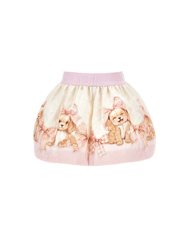 Monnalisa Girls Cream Puppy Bow Skirt