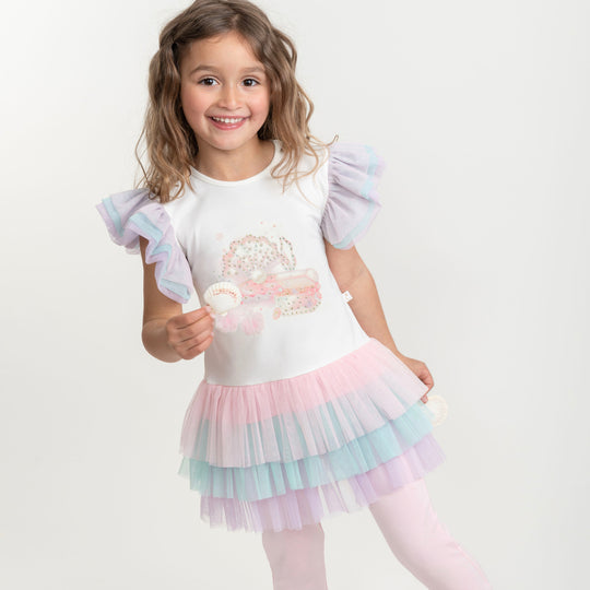 Girls Rainbow Tulle Legging Set