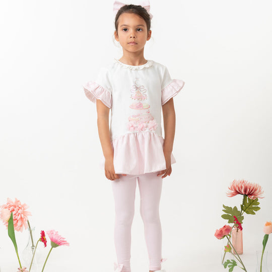 Girls Pink Stripe Legging Set